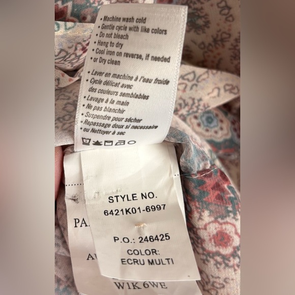 Paige Margherita Sheer Blouse Tie Waist Faux Wrap Boho Floral XL 1294 - Picture 6 of 8